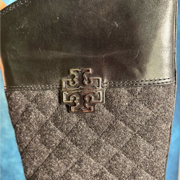 Tory Burch Rosalie Quilted Riding Boots Black Women’s 7.5 - Picture 5 of 10